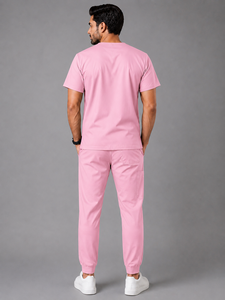 Ensemble de blouses médicales pour hommes, col en V rose, tissu tissé en coton et polyester, uniformes d'hôpital - Product Image 6