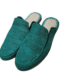 Handmade Raffia <b>Slide</b> Sandals: Moroccan Boho Beach Shoes - Product Image 1