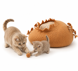 Cueva de gato de fieltro de lana ecológica con diseño floral Cama elegante para mascotas y cómoda casa para gatos Ropa de cama acogedora y cómoda - Product Image 4