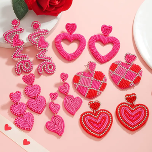 เครื่องประดับทำมือ น้ำหนักเบา สไตล์โบฮีเมียน ประดับลูกปัดรูปหัวใจสามดวง สำหรับวันวาเลนไทน์ งานปาร์ตี้ งานแต่งงาน เครื่องประดับแฟชั่นสำหรับผู้หญิง โดย MULTI CRAFT - Product Image 4