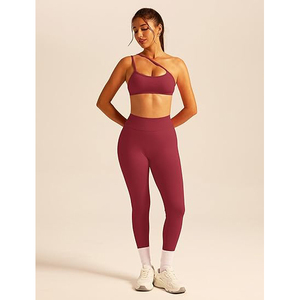 Conjunto de Yoga para Mujer, Bra Deportivo Antibacterial, Leggings de Cintura Alta, Secado Rápido, Absorbe la Humedad, Elástico en Cuatro Direcciones, Nailon y Spandex - Product Image 3
