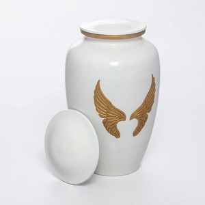 Elegant Angel Wings Cremation Urns Large White And Silver Funeral Vase Secure Threaded Lid Decorative <b>Memorial</b> <b>Keepsake</b> Urn - Product Image 4