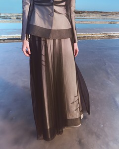 New Collection <b>Women's</b> Skirts ODM Private Label ARCHLINE MIDI SKIRT Elegant Sparkly <b>Mesh</b> Fabric Embroidered Maxi Skirts <b>Women</b> - Product Image 4