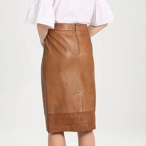 Jupes Femme Cuir Sexy-Soirée tenue club/Courtes-Cuir d'agneau Mode Couleur Marron Jupes en cuir pour femmes - Product Image 2
