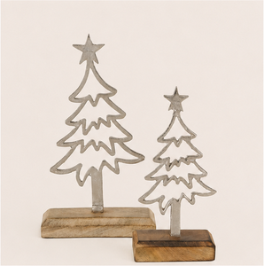 Fancy Design Home Decoration Sculpture Premium Quality Metal Christmas <b>Tree</b> Sculpture With Mango Wood Base for <b>Tabletop</b> Holiday - Product Image 5
