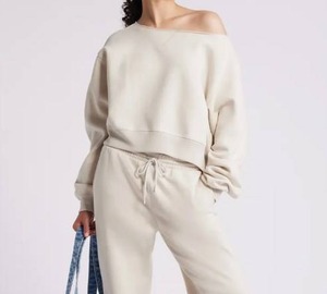 Sudadera de alta calidad, ligera, de forro polar, con cuello redondo, manga larga, estilo holgado, corte corto, para otoño e invierno, para mujer. - Product Image 2