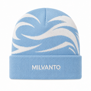 Bonnet en tricot jacquard brodé avec logo personnalisé |   Chapeau d'hiver à revers avec motif géométrique |   Casquette en tricot côtelé extensible et chaud pour homme - Product Image 5