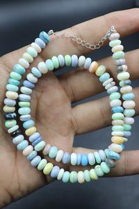 Collar de Plata 925 con Cuentas de Ópalo Disco Multicolor, Estilo Minimalista - Product Image 2