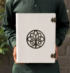 Diario de cuero repujado de 400 páginas, diseño Árbol de la Vida, libro de visitas para bodas, álbum de fotos, diario de cuero blanco hecho a mano - Product Image 1