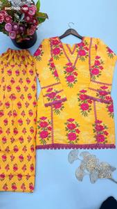 Proveedor de la India de pantalones Farshi estampados de alta calidad, de crepé natural con estampado floral y patrón de encaje, de corte recto. - Product Image 6