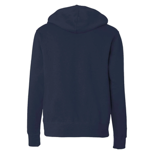 Men's <b>Navy</b> Blue Fleece Zip-Up Oversized Hoodie Winter Solid Color Casual <b>Sweatshirt</b> with Kangaroo Pocket Front Logo - Product Image 6