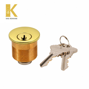Cilindro de cerradura de embutir de 28 mm con ranura para llave SC, latón pulido, latón macizo para puerta de entrada - Product Image 1