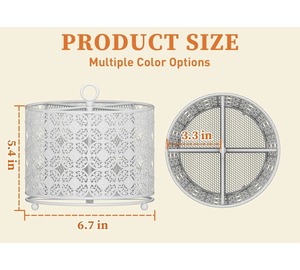 Organizador de cubiertos redondo blanco con diseño calado para cocina, también se puede usar como organizador de brochas de maquillaje para tocador. - Product Image 3