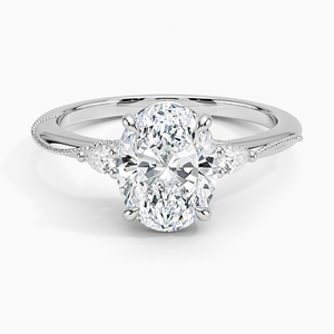 Bague BOJ 032 en argent 925, coupe ovale, camélia, trois pierres, diamant 2 carats couleur D VVS1, moissanite certifiée GRA, prix bas, vente de bagues - Product Image 1