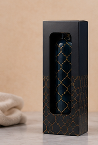 Botella de Agua de Cobre Azul Marino con Patrón Dorado, Diseño Moderno, Portátil para Viajes - Product Image 2