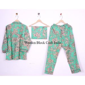 Conjunto de Pijama de Lujo 100% Algodón Orgánico para Mujer, Estampado Floral, Ropa de Dormir Suave y Transpirable para Todas las Temporadas, Regalos para Damas de Honor - Product Image 4