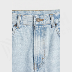 Jean en denim coupe droite délavé clair pour homme, taille haute, coupe classique, en coton, style décontracté, pantalon de printemps - Product Image 5