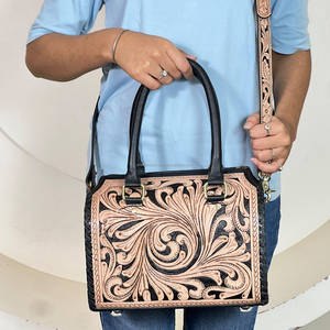 Hot Selling OEM ODM Carved Genuine Cow <b>Leather</b> Medium Speedy Duffel Bag Stylish Premium Pattern Travel Crossbody Bag for Unisex - Product Image 5