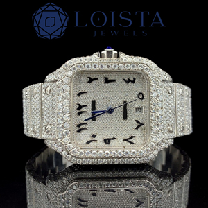 Reloj de Lujo de Acero Inoxidable Plateado con Diamantes de Moissanita y Cristal de Cuarzo, Diseño de Alta Gama para Profesionales, Moda - Product Image 1