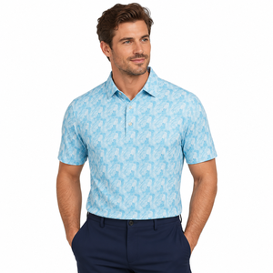 Custom Men's <b>Blue</b> Abstract Print Golf <b>Polo</b> <b>Shirt</b> Short Sleeve Sublimation Sportswear OEM Manufacturer - Product Image 1