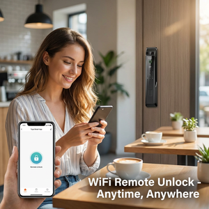 Serrure intelligente à reconnaissance faciale 7-en-1, en aluminium, avec déverrouillage à distance WiFi <span class=keywords><strong>Cloud</strong></span>, interphone visuel, sécurité pour la maison et le bureau, Tuya - Product Image 2