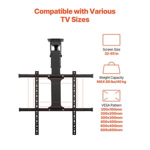 Supporto TV da Soffitto Motorizzato Elettrico Regolabile per TV da 32-65 Pollici, Staffa TV Ribaltabile - Product Image 3