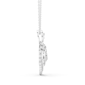Collier tendance en or blanc 18 carats plaqué rhodium de haute qualité avec chaîne à maillons et pendentif cœur serti de diamants de laboratoire pour femme - Product Image 3