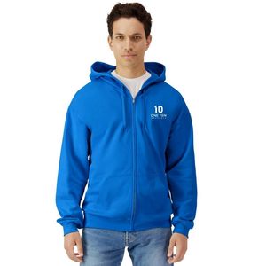 Midweight Fleece Adult Full <b>Zip</b> <b>Hooded</b> Sweatshirt Royal Blue Soft Warm Casual Hoodie Jacket Comfortable Custom Wholesale - Product Image 2
