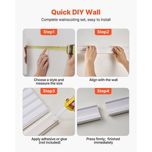 Kit di modanature in polistirene leggero e verniciabile, facile da installare, per rivestimenti decorativi larghi e stretti, comodi pannelli per boiserie - Product Image 6