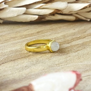 High Demand Boho Moonstone <b>Ring</b> Minimalist Brass Jewelry <b>Ring</b> for Women 18k Gold Plated <b>Dainty</b> Band <b>Ring</b> for Wholesale/OEM/ODM - Product Image 3