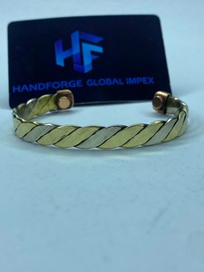 Handforge Global Impex HGI-987911 Custom Gold Plated Solid Vintage <b>Copper</b> Brass Cuff <b>Bracelet</b> Unisex Wedding Magnet Main - Product Image 3