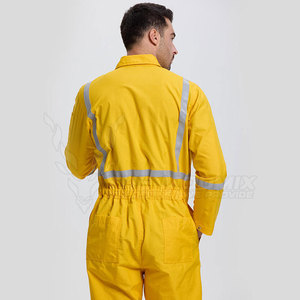 <b>Men's</b> Yellow Hi Visibility Breathable Quick Dry Reflective Safety <b>Overalls</b> Polyester Material Industrial Uniform - Product Image 6