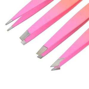 Juego de Pinzas para Cejas Profesionales Personalizadas de 4 Piezas de Acero Inoxidable con Punta Inclinada para Depilación de Cejas, Reutilizables y Duraderas - Product Image 5