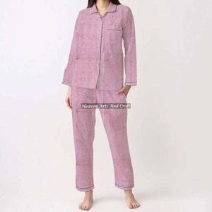 Conjunto de Pijama de Algodón 100% para Mujer, Ropa de Dormir Suave para el Hogar, Conjunto de Pijama Primavera/Verano con Estampado Floral/Personaje/Letras/Estampado/Vacaciones/Árbol PJ114 - Product Image 5