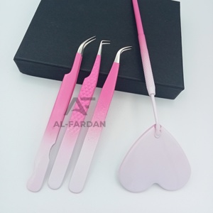 Eyelash Extension Tweezers Solid Stainless Steel Pink White Ombre Color 90 Degree Strong Curved <b>Lash</b> <b>Volume</b> Tweezer - Product Image 1