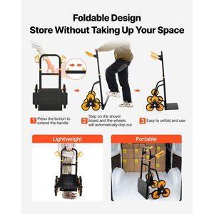 Carrello Saliscale Pieghevole per Carichi Pesanti con Capacità di 200 kg, Manico Telescopico e Sei Ruote, con 2 B - Product Image 4