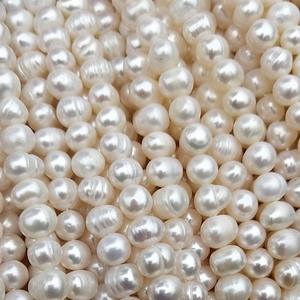 Collar de Perlas de Agua Dulce Hechas a Mano, Perlas Reales de 5-6 mm, Color Blanco Irregular, Cuentas con Orificio Completo, Accesorio para la Fabricación de Joyas Personalizadas - Product Image 1