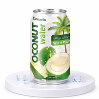 Eau de coco Denavis OEM avec pulpe 330ml 500ml en canette aluminium, boisson naturelle à base de coco, marque privée, approvisionnement en gros