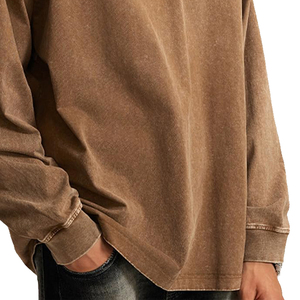 Sweat-shirt personnalisé brodé délavé à l'acide, col rond, teint en pièce, 100% coton, écologique, style vintage, OEM ODM, vêtements d'hiver en gros - Product Image 4