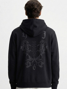 Nueva Sudadera con Capucha Negra Personalizada al por Mayor para Hombre, 100% Algodón, Felpa Francesa, con Estampado, Bolsillo Delantero, Corte Regular Informal, para Otoño - Product Image 3