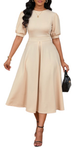 ชุดเดรสหรูหราสำหรับผู้หญิง แขนสั้นพอง ชุดเดรสยาว คอกลม <span class=keywords><strong>เอ</strong></span>วเข้ารูป <span class=keywords><strong>ทรง</strong></span><span class=keywords><strong>เอ</strong></span>ไลน์ ชุดไซส์ใหญ่ เหมาะสำหรับใส่ไปโบสถ์ - Product Image 1