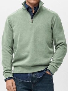 <b>Top</b> Selling 100% Cotton <b>Men's</b> Oversized Quarter <b>Zip</b> <b>Up</b> Sweatshirts Flexible Bottom Rib Drop Shoulder Sew Cuff <b>Men</b> Daily Outwear - Product Image 3