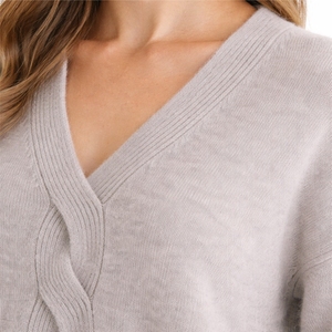 Pulls en tricot à col en V pour femmes, doux, légers, pull d'hiver décontracté, coupe ample, laine/cachemire, confortable et élégant - Product Image 5
