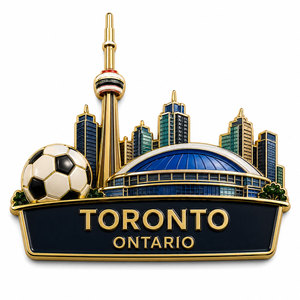Pin Esmaltado Moderno y Tradicional de Recuerdo de la Ciudad Anfitriona, Pin de Viaje Personalizado con Logotipo de Fútbol 2026 EE. UU., Canadá, México, Venta al por Mayor OEM - Product Image 1