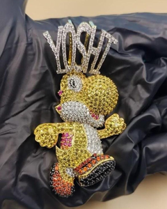 Pendentif Yoshi Iced Out en argent 925, pendentif Hip Hop, pendentif Moissanite VVS, pendentif personnalisé avec pierres multicolores, bijoux fins - Product Image 1