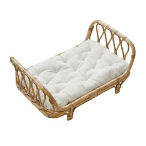 Artisan Baby Doll Bed Reborn Doll Beds Bed For Dolls Natural Cane Material Comfy Tufted Mattress Kids Role Play Furniture New - Product Image 1