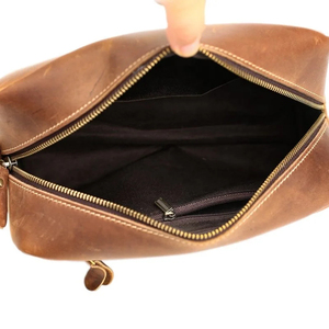 NWK INDUSTRY Vintage Solid Brown Leather Dopp Kit for <b>Case</b> with Zipper Closure Waterproof & Large Capacity for Travel - Product Image 6