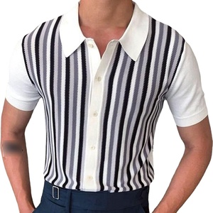 Camisa de Hombre 100% Algodón, Estilo Inglés, a Rayas, de Manga Corta, Cuello Blanco, Cierre de Botones, Corte Regular - Product Image 1