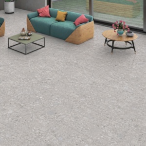 Carreaux de sol en porcelaine mate 600x1200mm, texture pierre moderne, antidérapants, extérieur, 10mm d'épaisseur, résistants aux acides, hôtel, villa, bureau - Product Image 1