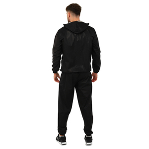 Combinaison de sauna noire à capuche pour homme en polyester avec fermeture éclair, ensemble complet, tenue d'entraînement toutes saisons - Product Image 6